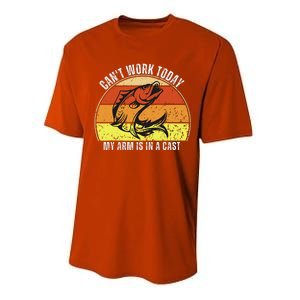 CanT Work Today My Arm Is In A Cast Funny Fishing Performance Sprint T-Shirt