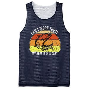 CanT Work Today My Arm Is In A Cast Funny Fishing Mesh Reversible Basketball Jersey Tank