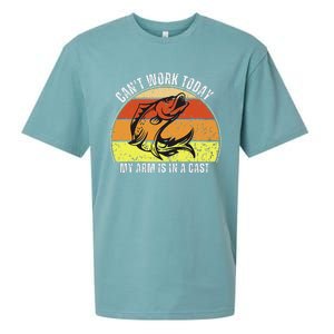 CanT Work Today My Arm Is In A Cast Funny Fishing Sueded Cloud Jersey T-Shirt