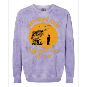 Can't Work Today My Arm is in A Cast Funny Fly Fishing Colorblast Crewneck Sweatshirt