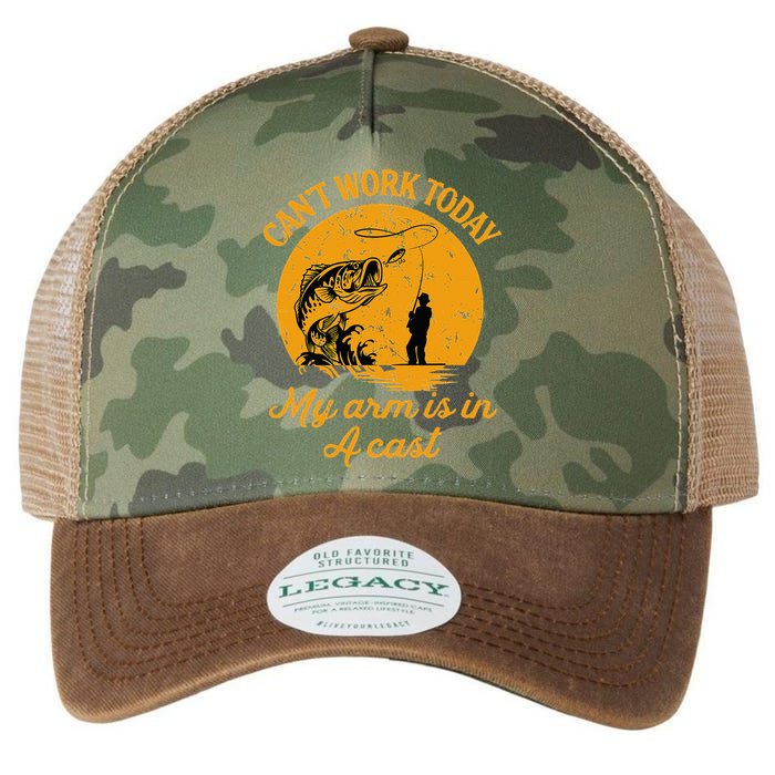 Can't Work Today My Arm is in A Cast Funny Fly Fishing Legacy Tie Dye Trucker Hat