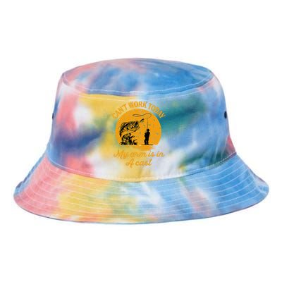 Can't Work Today My Arm is in A Cast Funny Fly Fishing Tie Dye Newport Bucket Hat