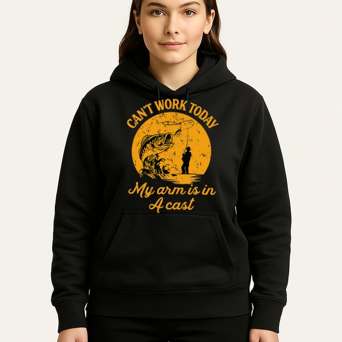 Can't Work Today My Arm is in A Cast Funny Fly Fishing Hoodie