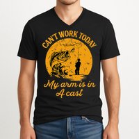 Can't Work Today My Arm is in A Cast Funny Fly Fishing V-Neck T-Shirt