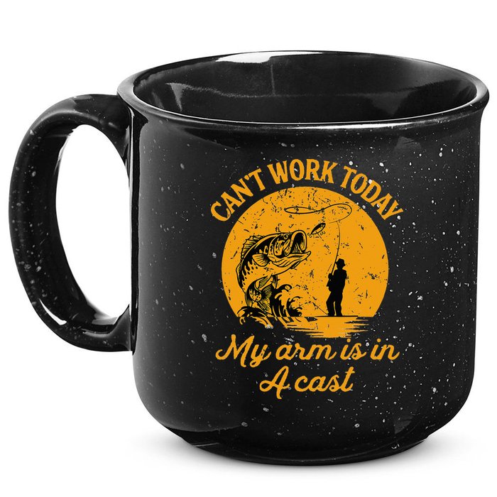 Can't Work Today My Arm is in A Cast Funny Fly Fishing 15oz Campfire Ceramic Mug