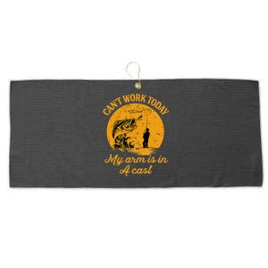 Can't Work Today My Arm is in A Cast Funny Fly Fishing Large Microfiber Waffle Golf Towel