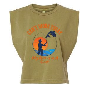 Can't Work Today My Arm Is In A Cast Funny Fishing Garment-Dyed Women's Muscle Tee