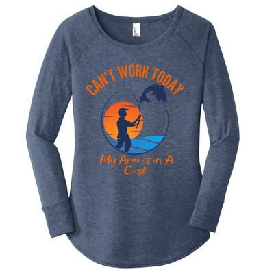 Can't Work Today My Arm Is In A Cast Funny Fishing Women's Perfect Tri Tunic Long Sleeve Shirt