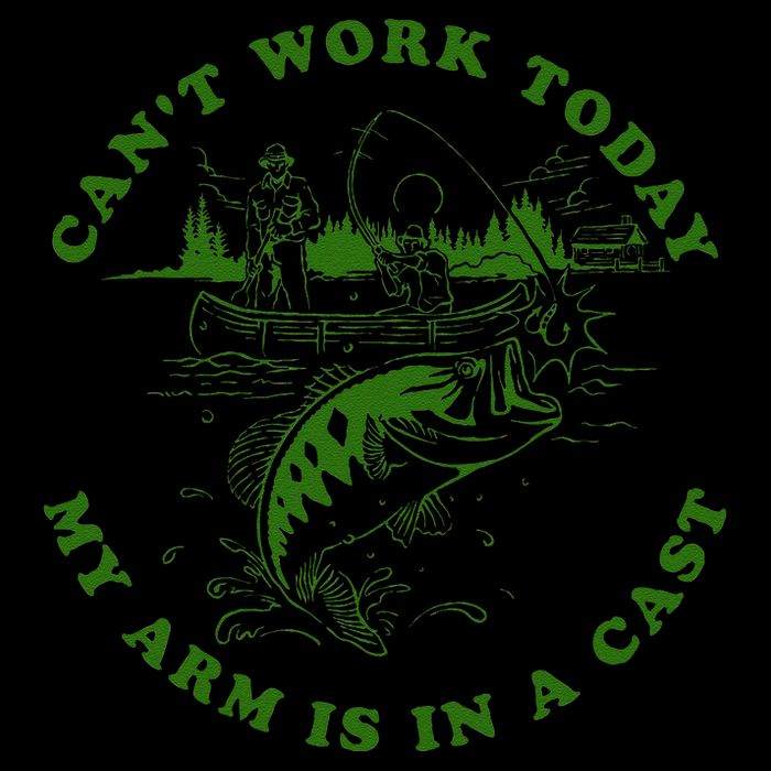 CanT Work Today My Arm Is In A Cast Funny Fishing Fishermen Flat Bill Trucker Hat