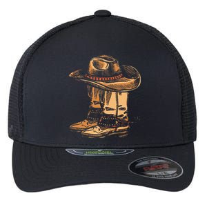 Country Western Texas Horseback Gift Cow Flexfit Unipanel Trucker Cap