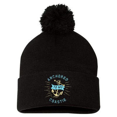 Coastie Wife Us Coast Guard Uscg Anchored To Pom Pom 12in Knit Beanie