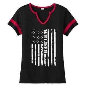 Cool Welding US Flag Art For Welder Welding Ladies Halftime Notch Neck Tee