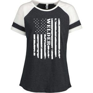 Cool Welding US Flag Art For Welder Welding Enza Ladies Jersey Colorblock Tee