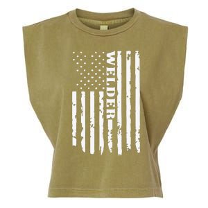 Cool Welding US Flag Art For Welder Welding Garment-Dyed Women's Muscle Tee