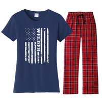 Cool Welding US Flag Art For Welder Welding Women's Flannel Pajama Set