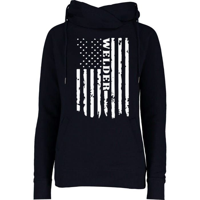 Cool Welding US Flag Art For Welder Welding Womens Funnel Neck Pullover Hood