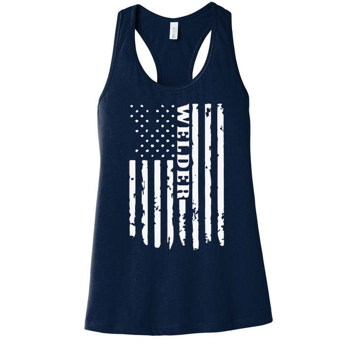 Cool Welding US Flag Art For Welder Welding Women's Racerback Tank