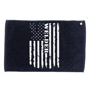 Cool Welding US Flag Art For Welder Welding Grommeted Golf Towel