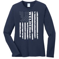 Cool Welding US Flag Art For Welder Welding Ladies Long Sleeve Shirt