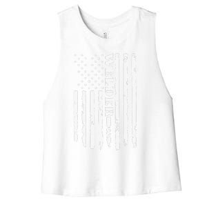 Cool Welding US Flag Art For Welder Welding Women's Racerback Cropped Tank