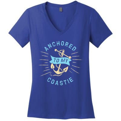 Coastie Wife Us Coast Guard Uscg Meaningful Gift Anchored To Gift Women's V-Neck T-Shirt