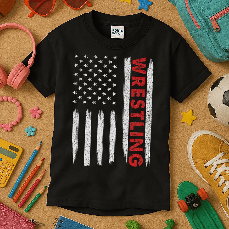 Cool Wrestling Usa Design For Women Wrestling Coach Kids T-Shirt