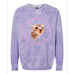 Cats Wake Up Act Silly Cat Meme Certified Freak Funny Colorblast Crewneck Sweatshirt