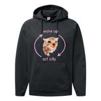 Cats Wake Up Act Silly Cat Meme Certified Freak Funny Performance Fleece Hoodie