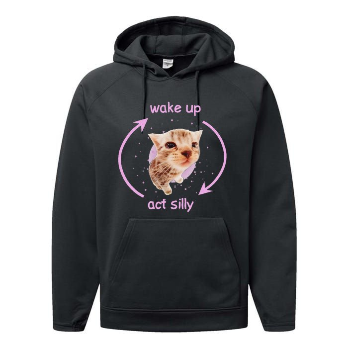 Cats Wake Up Act Silly Cat Meme Certified Freak Funny Performance Fleece Hoodie