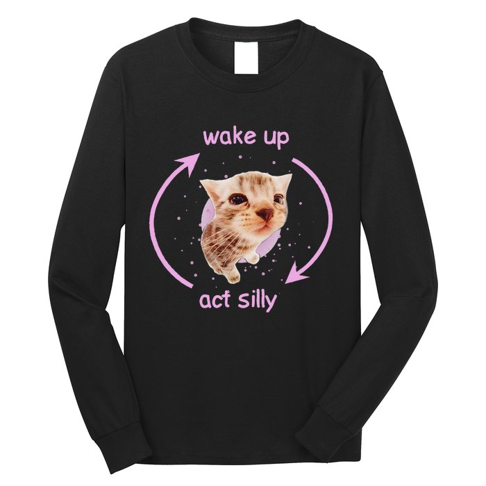 Cats Wake Up Act Silly Cat Meme Certified Freak Funny Long Sleeve Shirt