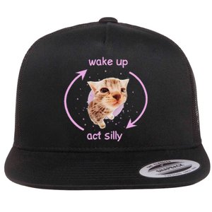 Cats Wake Up Act Silly Cat Meme Certified Freak Funny Flat Bill Trucker Hat