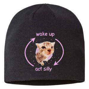 Cats Wake Up Act Silly Cat Meme Certified Freak Funny Sustainable Beanie