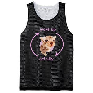 Cats Wake Up Act Silly Cat Meme Certified Freak Funny Mesh Reversible Basketball Jersey Tank