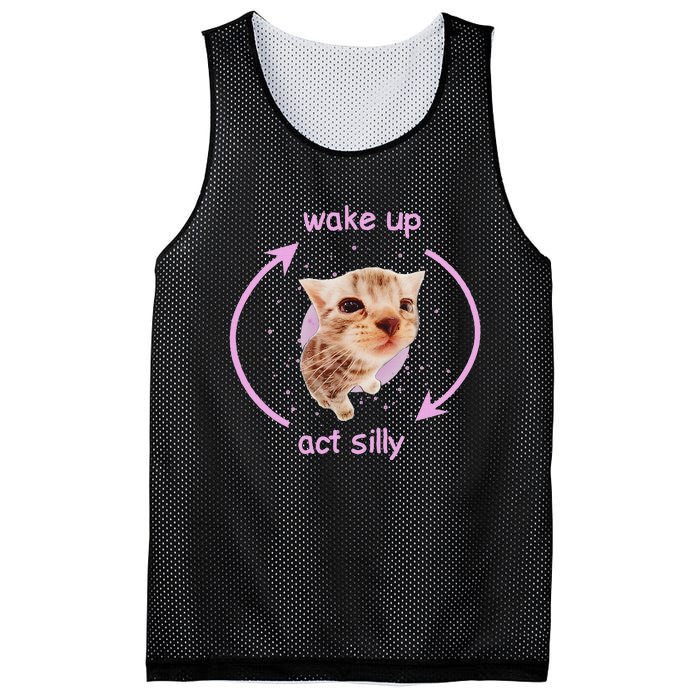 Cats Wake Up Act Silly Cat Meme Certified Freak Funny Mesh Reversible Basketball Jersey Tank