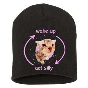 Cats Wake Up Act Silly Cat Meme Certified Freak Funny Short Acrylic Beanie