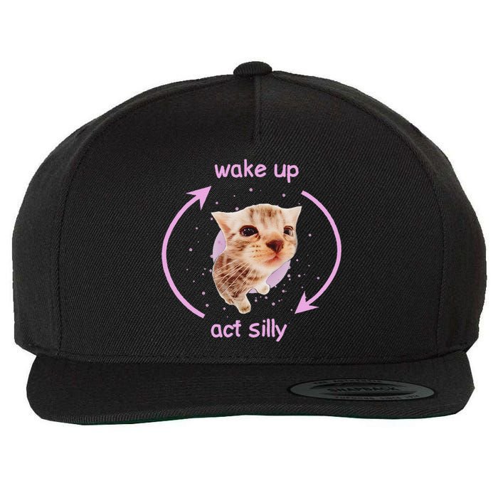 Cats Wake Up Act Silly Cat Meme Certified Freak Funny Wool Snapback Cap