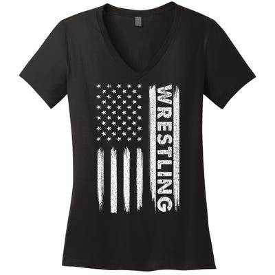 Cool Wrestling Usa Design Wrestling Coach Women's V-Neck T-Shirt