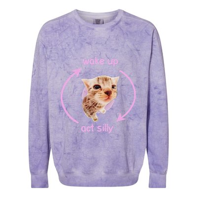 Cats Wake Up Act Silly Cat Meme Certified Freak Funny Colorblast Crewneck Sweatshirt