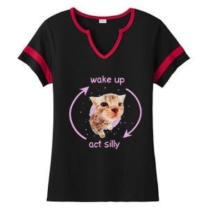 Cats Wake Up Act Silly Cat Meme Certified Freak Funny Ladies Halftime Notch Neck Tee