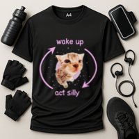 Cats Wake Up Act Silly Cat Meme Certified Freak Funny Cooling Performance Crew T-Shirt