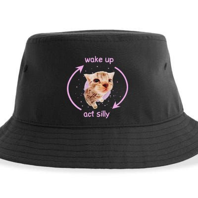 Cats Wake Up Act Silly Cat Meme Certified Freak Funny Sustainable Bucket Hat