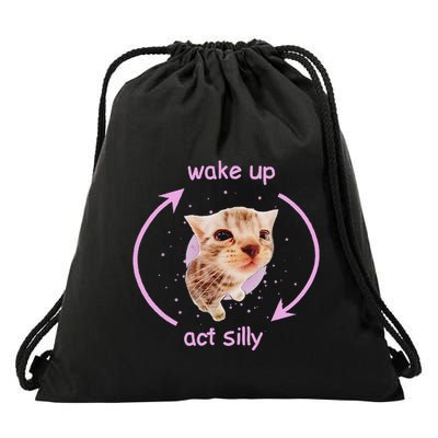 Cats Wake Up Act Silly Cat Meme Certified Freak Funny Drawstring Bag