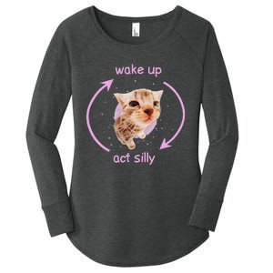 Cats Wake Up Act Silly Cat Meme Certified Freak Funny Women's Perfect Tri Tunic Long Sleeve Shirt