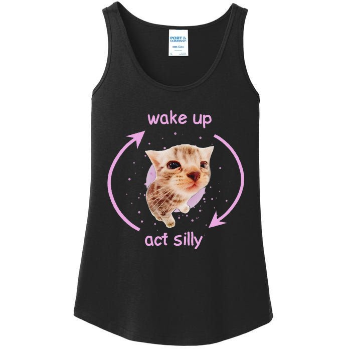 Cats Wake Up Act Silly Cat Meme Certified Freak Funny Ladies Essential Tank