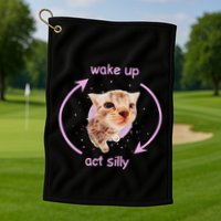 Cats Wake Up Act Silly Cat Meme Certified Freak Funny Golf Towel