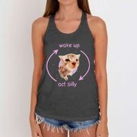 Cats Wake Up Act Silly Cat Meme Certified Freak Funny Women's Knotted Racerback Tank