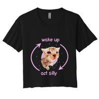 Cats Wake Up Act Silly Cat Meme Certified Freak Funny Women's Crop Top Tee