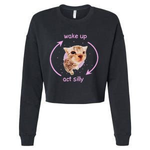 Cats Wake Up Act Silly Cat Meme Certified Freak Funny Cropped Pullover Crew