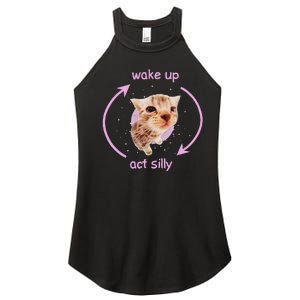 Cats Wake Up Act Silly Cat Meme Certified Freak Funny Women's Perfect Tri Rocker Tank