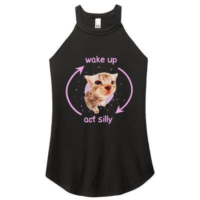 Cats Wake Up Act Silly Cat Meme Certified Freak Funny Women's Perfect Tri Rocker Tank